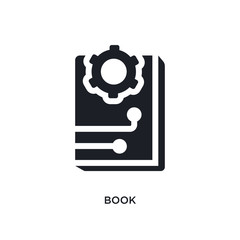 black book isolated vector icon. simple element illustration from artificial intelligence concept vector icons. book editable black logo symbol design on white background. can be use for web and