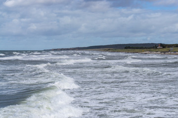 Storm at the German Baltic Sea with high waves