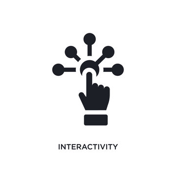 Black Interactivity Isolated Vector Icon. Simple Element Illustration From Augmented Reality Concept Vector Icons. Interactivity Editable Black Logo Symbol Design On White Background. Can Be Use For