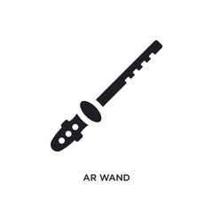 black ar wand isolated vector icon. simple element illustration from augmented reality concept vector icons. ar wand editable black logo symbol design on white background. can be use for web and