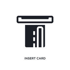 black insert card isolated vector icon. simple element illustration from e-commerce and payment concept vector icons. insert card editable black logo symbol design on white background. can be use