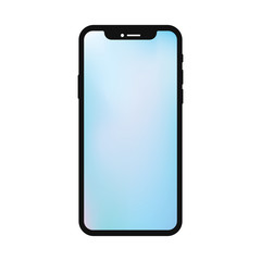 Black smartphone with blue screen. Vector mobile phone with empty screen eps10.