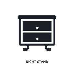 black night stand isolated vector icon. simple element illustration from furniture & household concept vector icons. night stand editable black logo symbol design on white background. can be use for