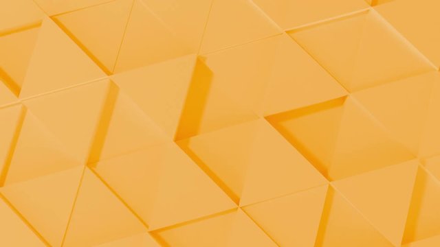 Abstract 3d geometric yellow triangle wall animation.  4k computer rendering footage. loop.