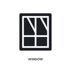 black window isolated vector icon. simple element illustration from furniture concept vector icons. window editable black logo symbol design on white background. can be use for web and mobile