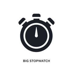 black big stopwatch isolated vector icon. simple element illustration from gym and fitness concept vector icons. big stopwatch editable logo symbol design on white background. can be use for web and