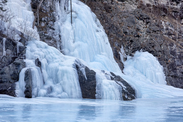 Fairy icefall is result of freezing of small falling streams