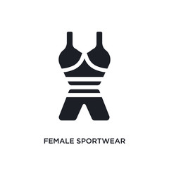 black female sportwear isolated vector icon. simple element illustration from gym and fitness concept vector icons. female sportwear editable logo symbol design on white background. can be use for