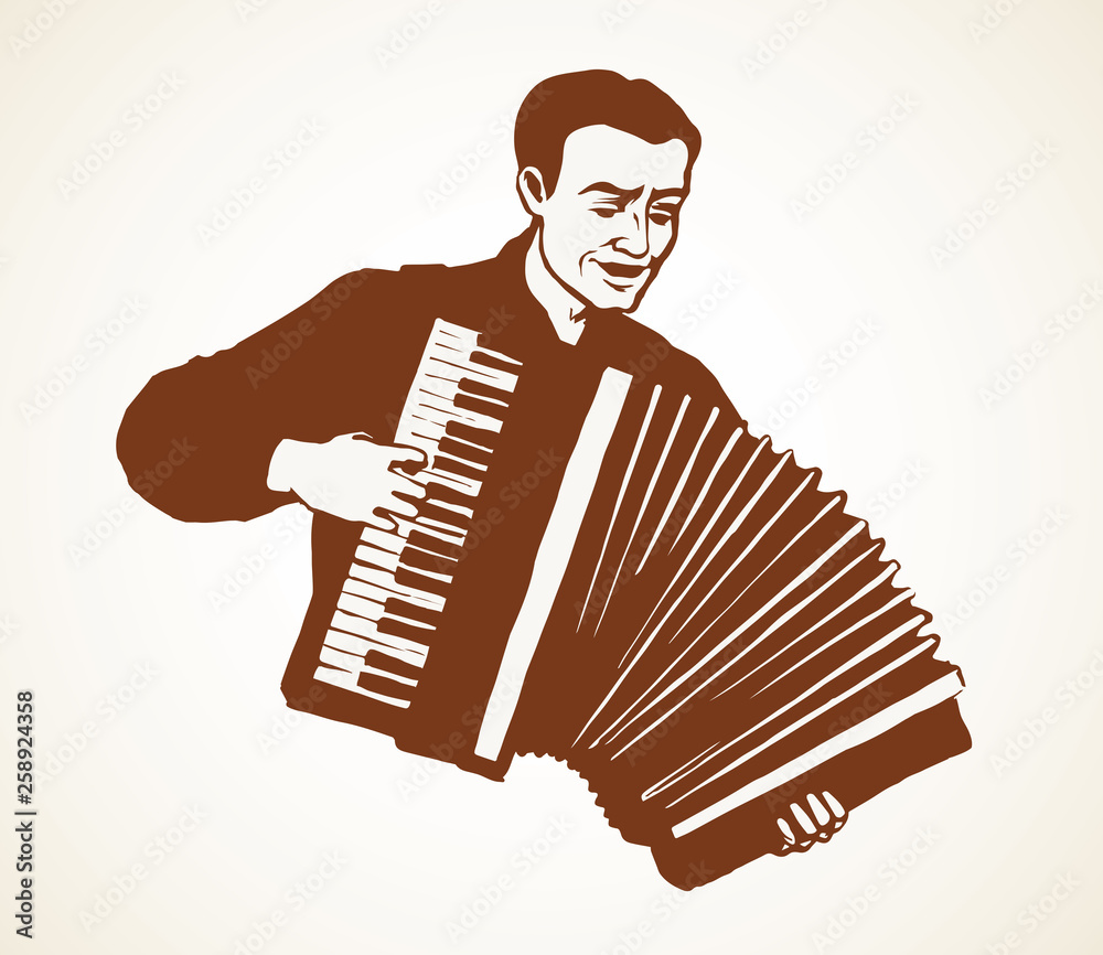 Wall mural a man plays the accordion. vector drawing