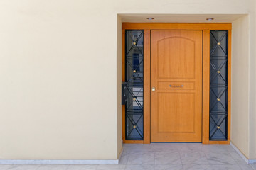 contemporary elegant house entrance, Athens Greece, space for text