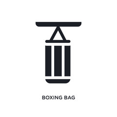 black boxing bag isolated vector icon. simple element illustration from gym and fitness concept vector icons. boxing bag editable logo symbol design on white background. can be use for web and