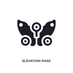 black elevation mask isolated vector icon. simple element illustration from gym and fitness concept vector icons. elevation mask editable logo symbol design on white background. can be use for web