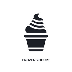 black frozen yogurt isolated vector icon. simple element illustration from hotel and restaurant concept vector icons. frozen yogurt editable logo symbol design on white background. can be use for