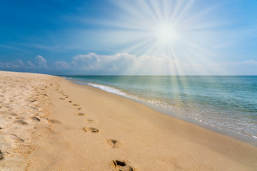 Praia, beira mar com sol