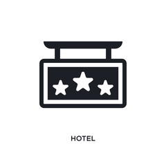 black hotel isolated vector icon. simple element illustration from hotel and restaurant concept vector icons. hotel editable logo symbol design on white background. can be use for web and mobile