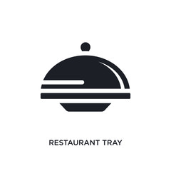Fototapeta premium black restaurant tray isolated vector icon. simple element illustration from hotel and restaurant concept vector icons. restaurant tray editable logo symbol design on white background. can be use