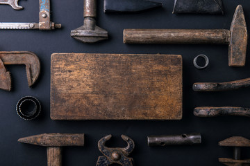 Fathers day greeting card concept. Flat lay. Copy space.