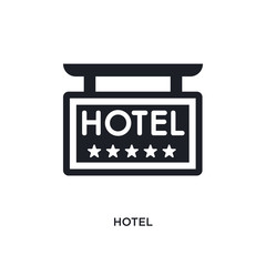 black hotel isolated vector icon. simple element illustration from  concept vector icons. hotel editable logo symbol design on white background. can be use for web and mobile