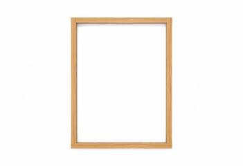 3d rendering. Modern empty simple vertical classic style wood picture frame on white backgorund.