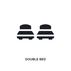 black double bed isolated vector icon. simple element illustration from accommodation concept vector icons. double bed editable logo symbol design on white background. can be use for web and mobile