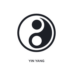 black yin yang isolated vector icon. simple element illustration from accommodation concept vector icons. yin yang editable logo symbol design on white background. can be use for web and mobile