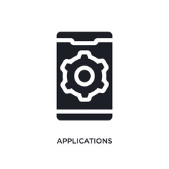 black applications isolated vector icon. simple element illustration from mobile app concept vector icons. applications editable logo symbol design on white background. can be use for web and mobile