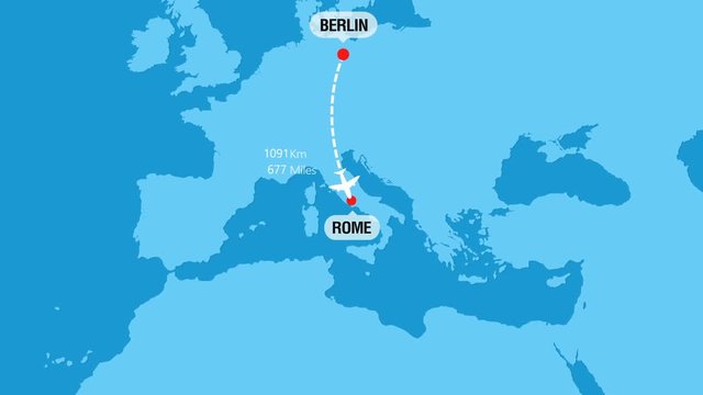 Berlin to Rome Flight Travel Route