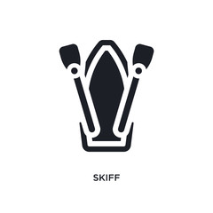 black skiff isolated vector icon. simple element illustration from nautical concept vector icons. skiff editable logo symbol design on white background. can be use for web and mobile