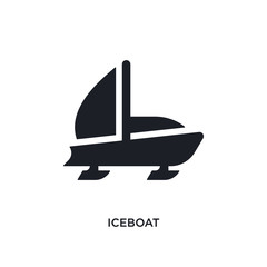 black iceboat isolated vector icon. simple element illustration from nautical concept vector icons. iceboat editable logo symbol design on white background. can be use for web and mobile