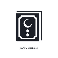 black holy quran isolated vector icon. simple element illustration from religion concept vector icons. holy quran editable logo symbol design on white background. can be use for web and mobile