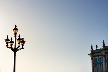 Fototapeta na wymiar street lamp on the background of blue sky