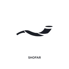 black shofar isolated vector icon. simple element illustration from religion concept vector icons. shofar editable logo symbol design on white background. can be use for web and mobile - obrazy, fototapety, plakaty