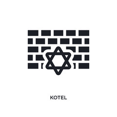 black kotel isolated vector icon. simple element illustration from religion concept vector icons. kotel editable logo symbol design on white background. can be use for web and mobile