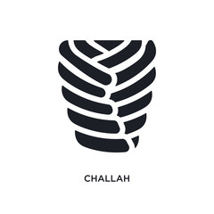 black challah isolated vector icon. simple element illustration from religion concept vector icons. challah editable logo symbol design on white background. can be use for web and mobile