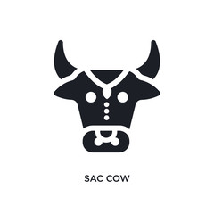 black sac cow isolated vector icon. simple element illustration from religion concept vector icons. sac cow editable logo symbol design on white background. can be use for web and mobile