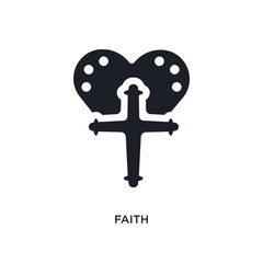 black faith isolated vector icon. simple element illustration from religion concept vector icons. faith editable logo symbol design on white background. can be use for web and mobile