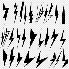 lightning, set of simple lightning doodle