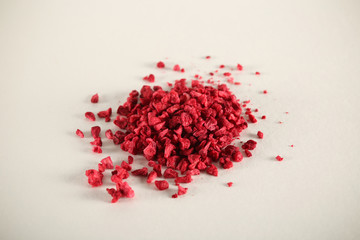 dried dry raspberry on white background
