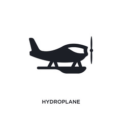 black hydroplane isolated vector icon. simple element illustration from transportation concept vector icons. hydroplane editable logo symbol design on white background. can be use for web and mobile