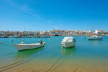 Fototapeta na wymiar View on the harbor and city Lagos in Portugal