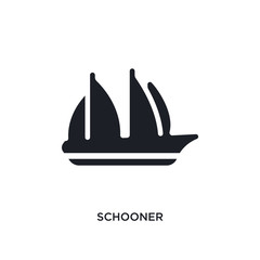 black schooner isolated vector icon. simple element illustration from transportation concept vector icons. schooner editable logo symbol design on white background. can be use for web and mobile