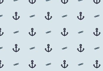Flat sea anchors seamless pattern background. Vector hipster template with anchor can be used for pattern fills, wallpaper, web page background, t-shirt, surface textures
