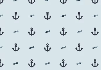 Wallpaper murals Sea Flat sea anchors seamless pattern background. Vector hipster template with anchor can be used for pattern fills, wallpaper, web page background, t-shirt, surface textures