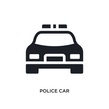 black police car isolated vector icon. simple element illustration from transport-aytan concept vector icons. police car editable logo symbol design on white background. can be use for web and