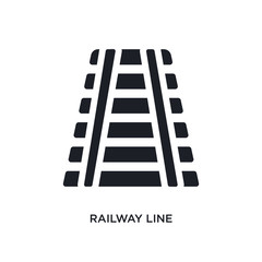 black railway line isolated vector icon. simple element illustration from transport-aytan concept vector icons. railway line editable logo symbol design on white background. can be use for web and