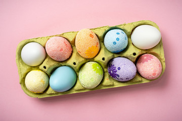 Easter eggs on a beautiful pink background