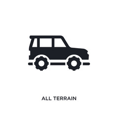 black all terrain isolated vector icon. simple element illustration from transport-aytan concept vector icons. all terrain editable logo symbol design on white background. can be use for web and