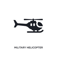 black military helicopter isolated vector icon. simple element illustration from transport-aytan concept vector icons. military helicopter editable logo symbol design on white background. can be use