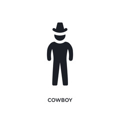black cowboy isolated vector icon. simple element illustration from united states concept vector icons. cowboy editable logo symbol design on white background. can be use for web and mobile