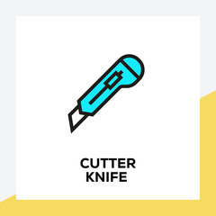 CUTTER KNIFE LINE ICON SET